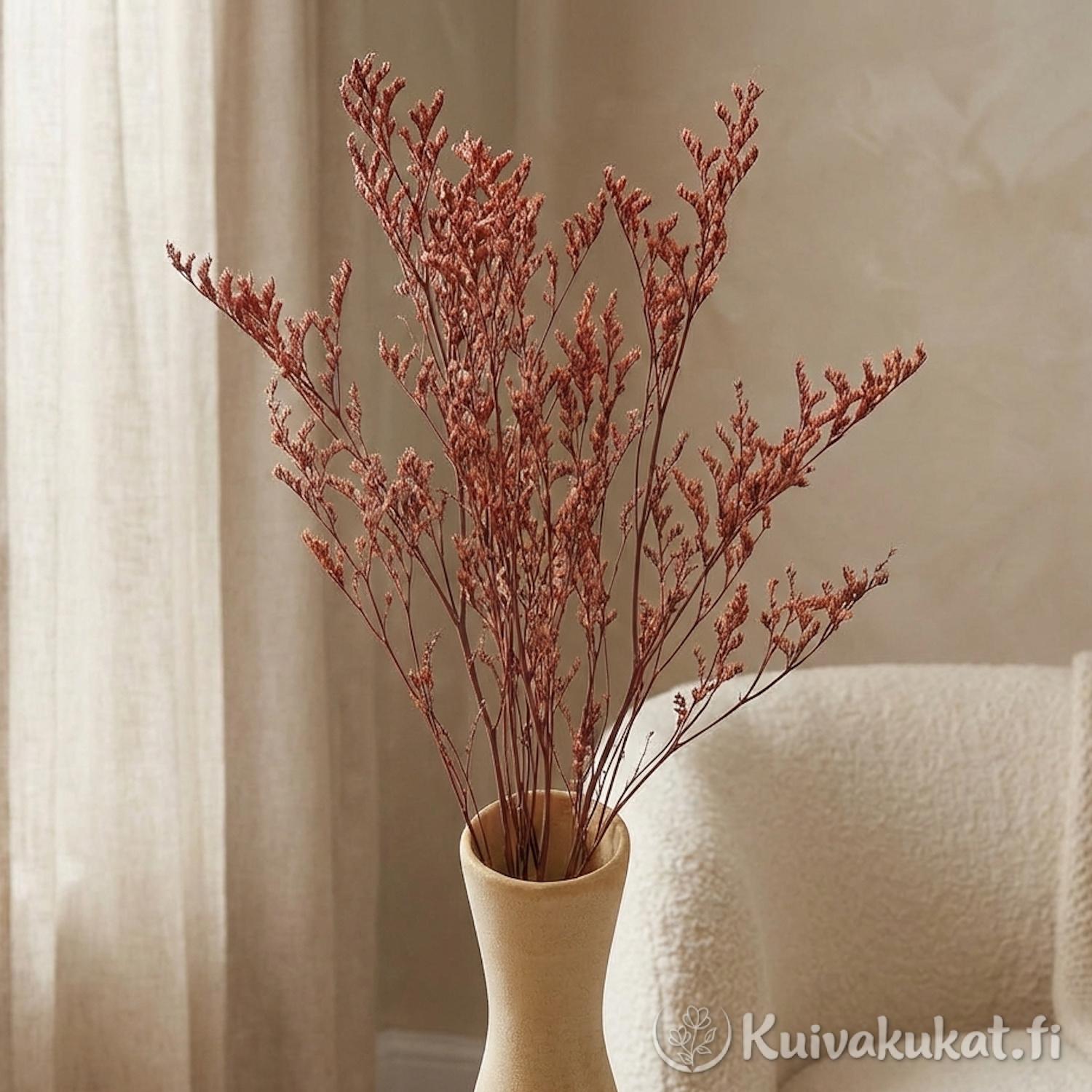 Stabiloitu lankaikiviuhko mahonki maljakossa sisustuskuva